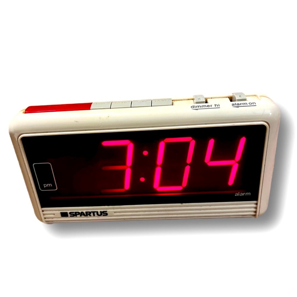 Spartus Vintage Large LED battery alarm Clock Model 1181-61 Retro Decor Tested